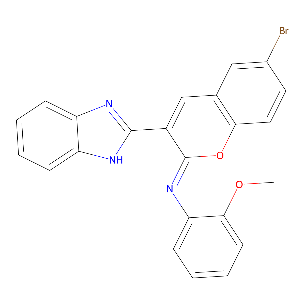 N-[(2Z)-3-(1H-benzimidazol-2-yl)-6-bromo-2H-chromen-2-ylidene]-2-methoxyaniline molecular structure, CAS 313966-62-0