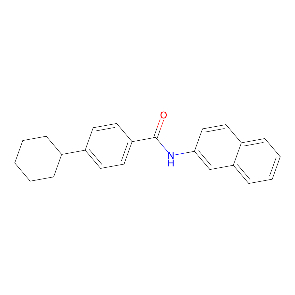 4-cyclohexyl-N-(naphthalen-2-yl)benzamide molecular structure, CAS 313967-09-8