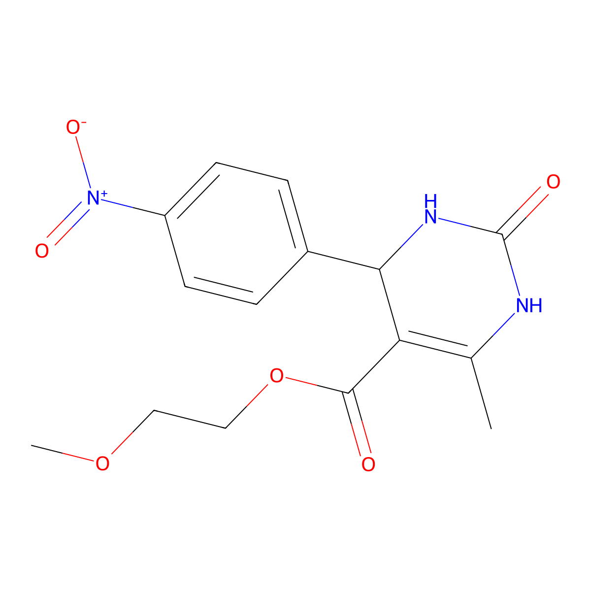 2-Methoxyethyl 6-methyl-4-(4-nitrophenyl)-2-oxo-1,2,3,4-tetrahydropyrimidine-5-carboxylate molecular structure, CAS 313967-27-0