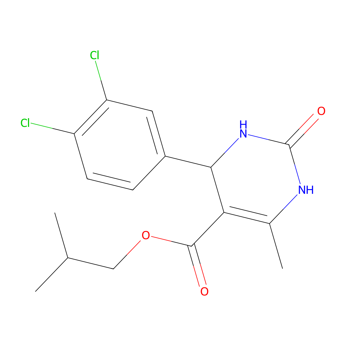 2-Methylpropyl 4-(3,4-dichlorophenyl)-6-methyl-2-oxo-1,2,3,4-tetrahydropyrimidine-5-carboxylate molecular structure, CAS 313967-31-6