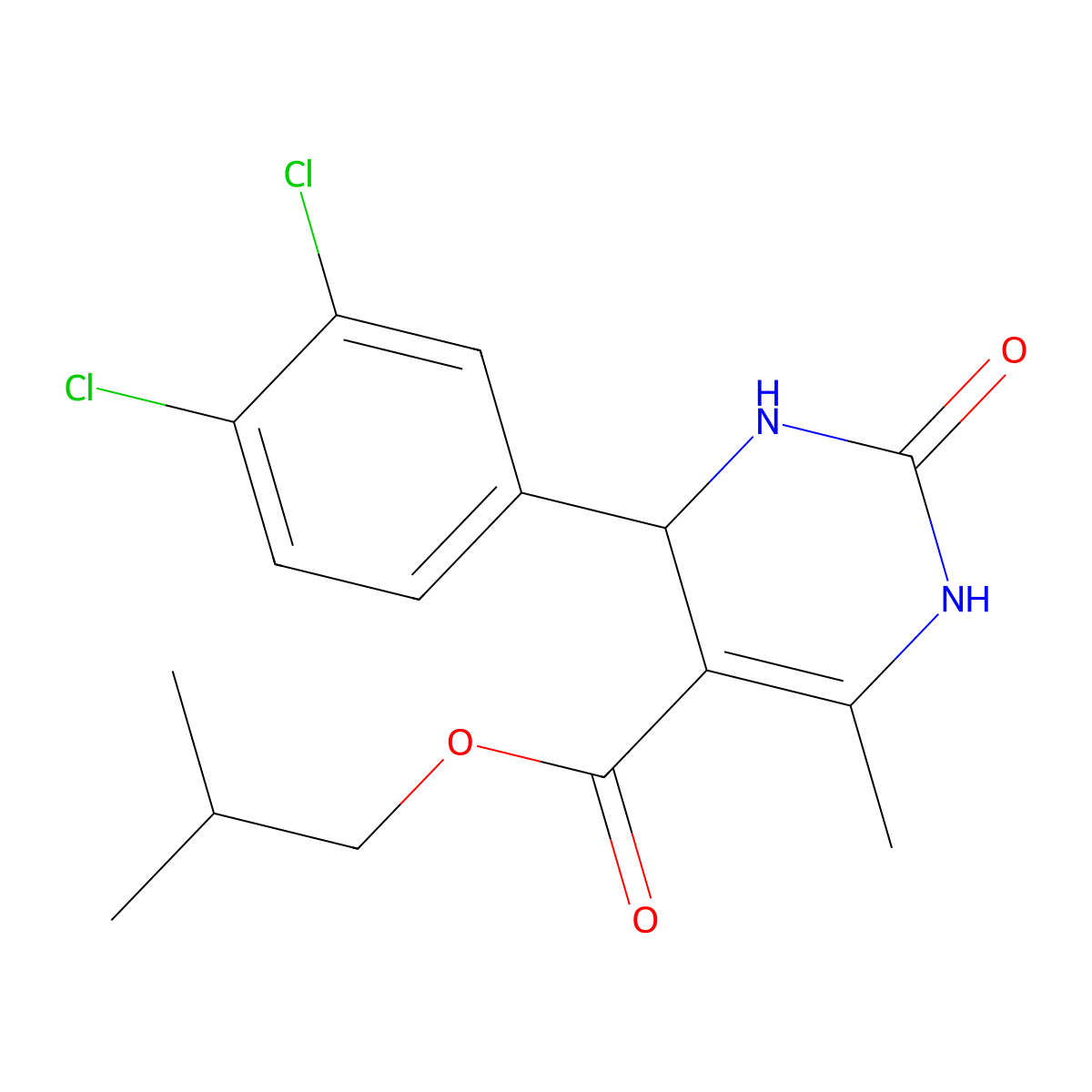 2-Methylpropyl 4-(3,4-dichlorophenyl)-6-methyl-2-oxo-1,2,3,4-tetrahydropyrimidine-5-carboxylate molecular structure, CAS 313967-31-6