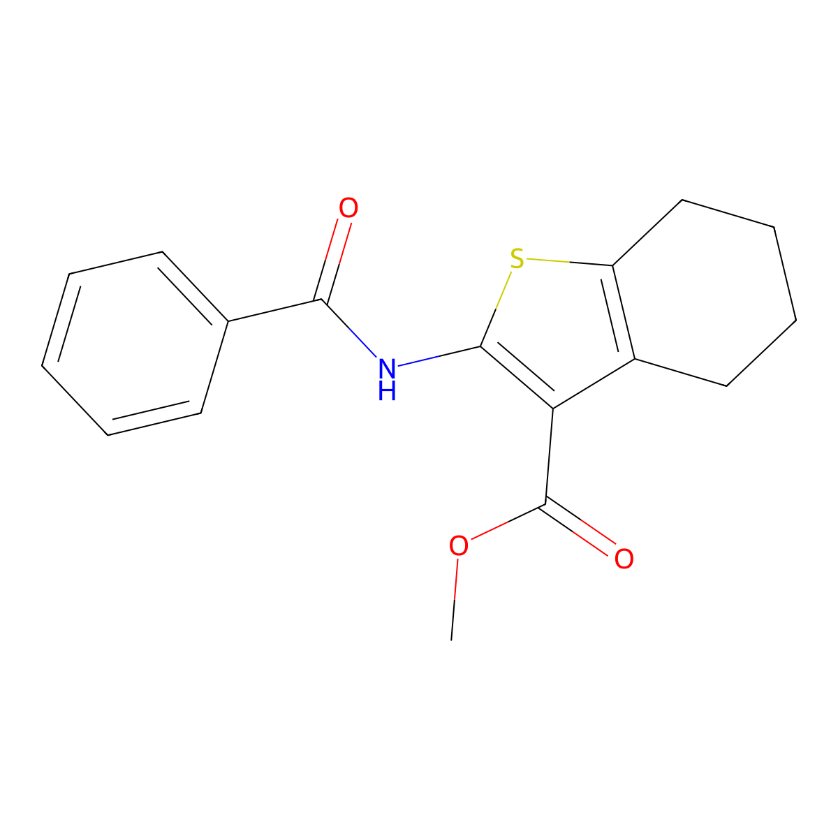 Methyl 2-(benzoylamino)-4,5,6,7-tetrahydro-1-benzothiophene-3-carboxylate molecular structure, CAS 313967-36-1