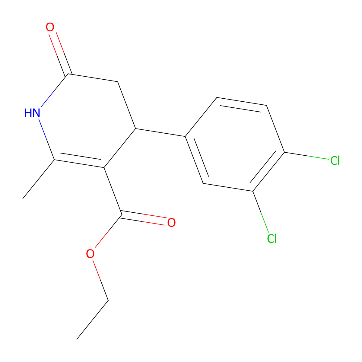 Ethyl 4-(3,4-dichlorophenyl)-2-methyl-6-oxo-1,4,5,6-tetrahydropyridine-3-carboxylate molecular structure, CAS 313967-70-3