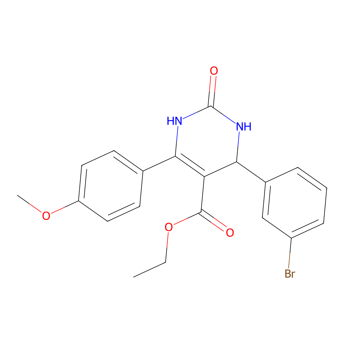 ethyl 4-(3-bromophenyl)-6-(4-methoxyphenyl)-2-oxo-3,4-dihydro-1H-pyrimidine-5-carboxylate molecular structure, CAS 313967-75-8