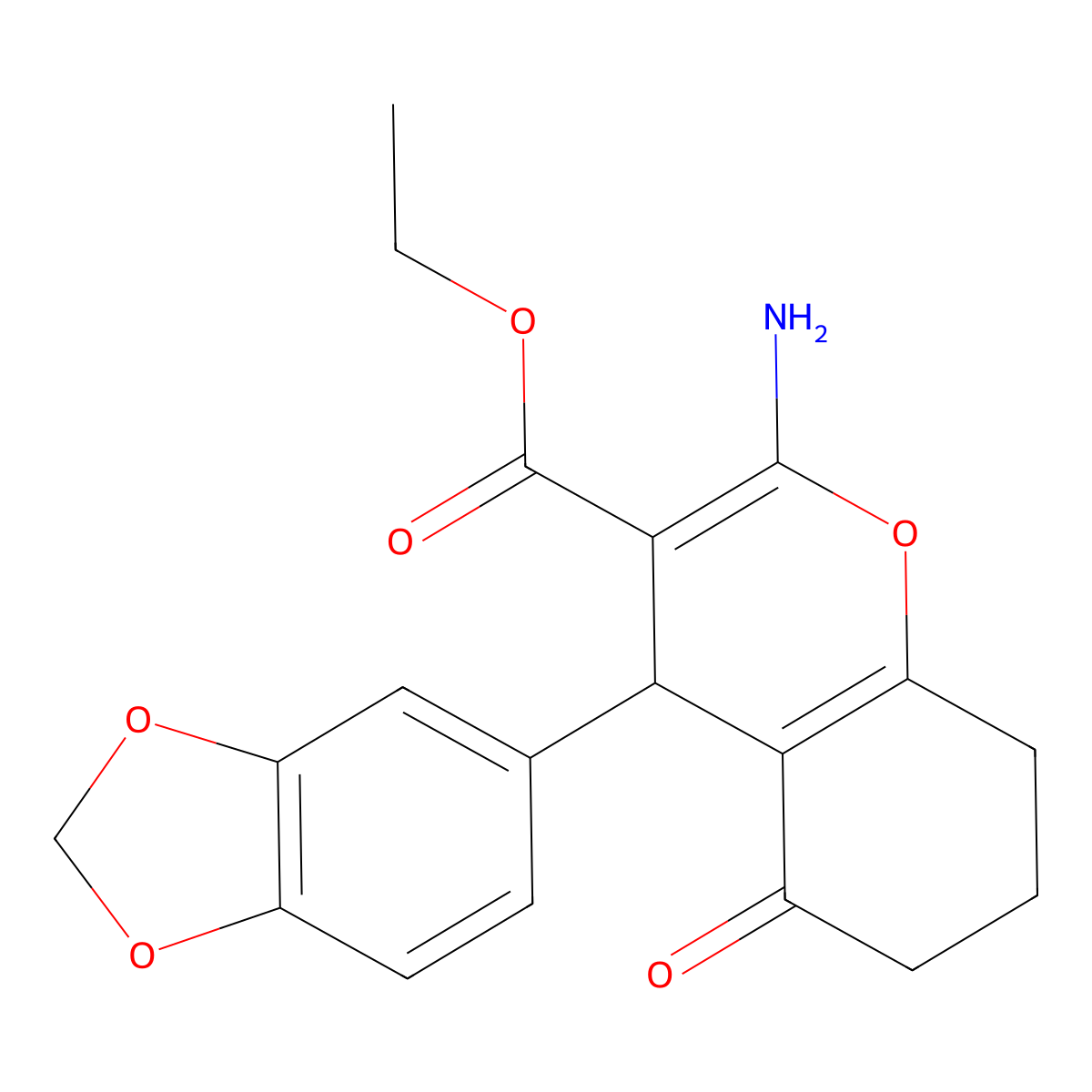 Ethyl 2-amino-4-(1,3-benzodioxol-5-yl)-5-oxo-4,6,7,8-tetrahydrochromene-3-carboxylate molecular structure, CAS 313967-78-1
