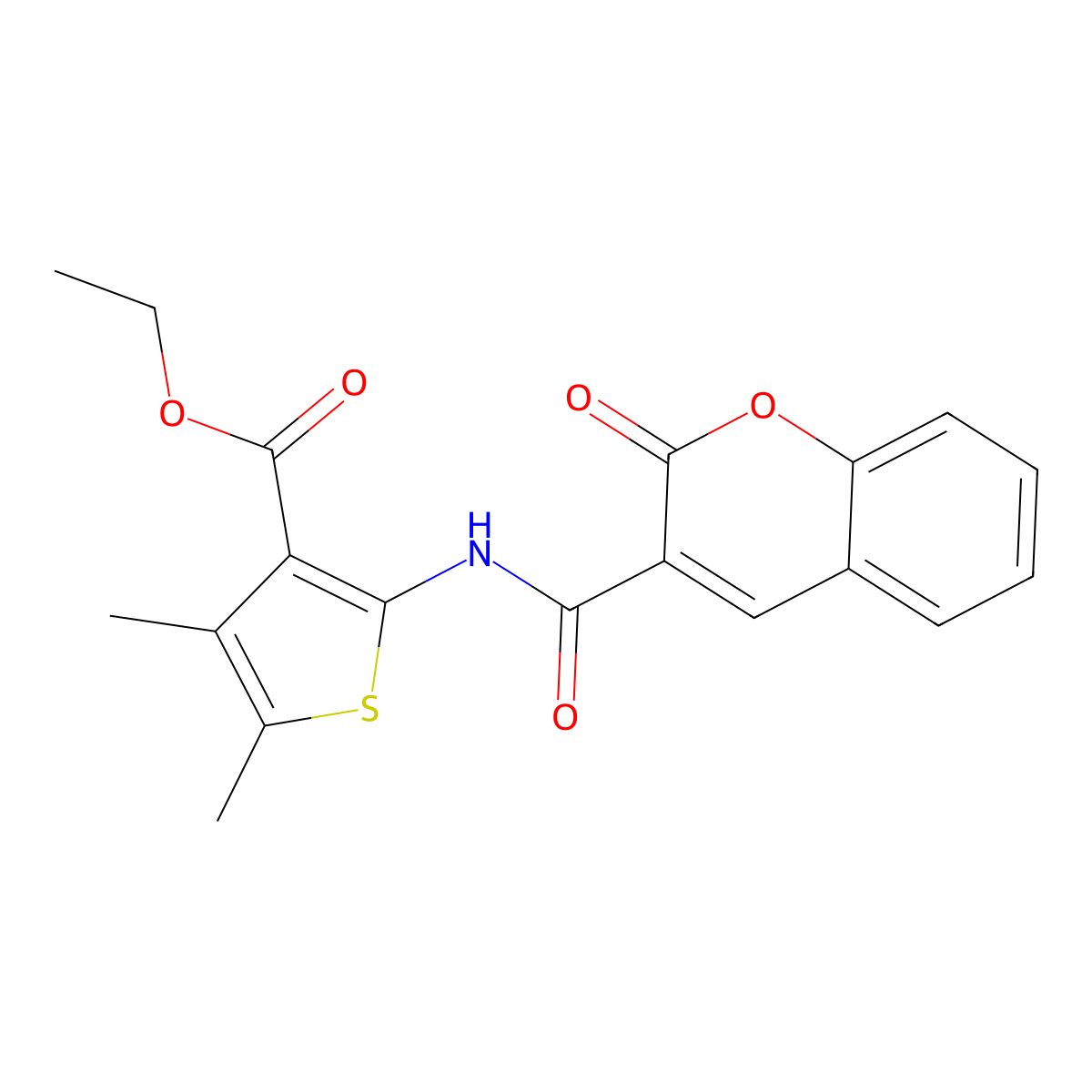 ethyl 4,5-dimethyl-2-(2-oxo-2H-chromene-3-carboxamido)thiophene-3-carboxylate molecular structure, CAS 313968-04-6