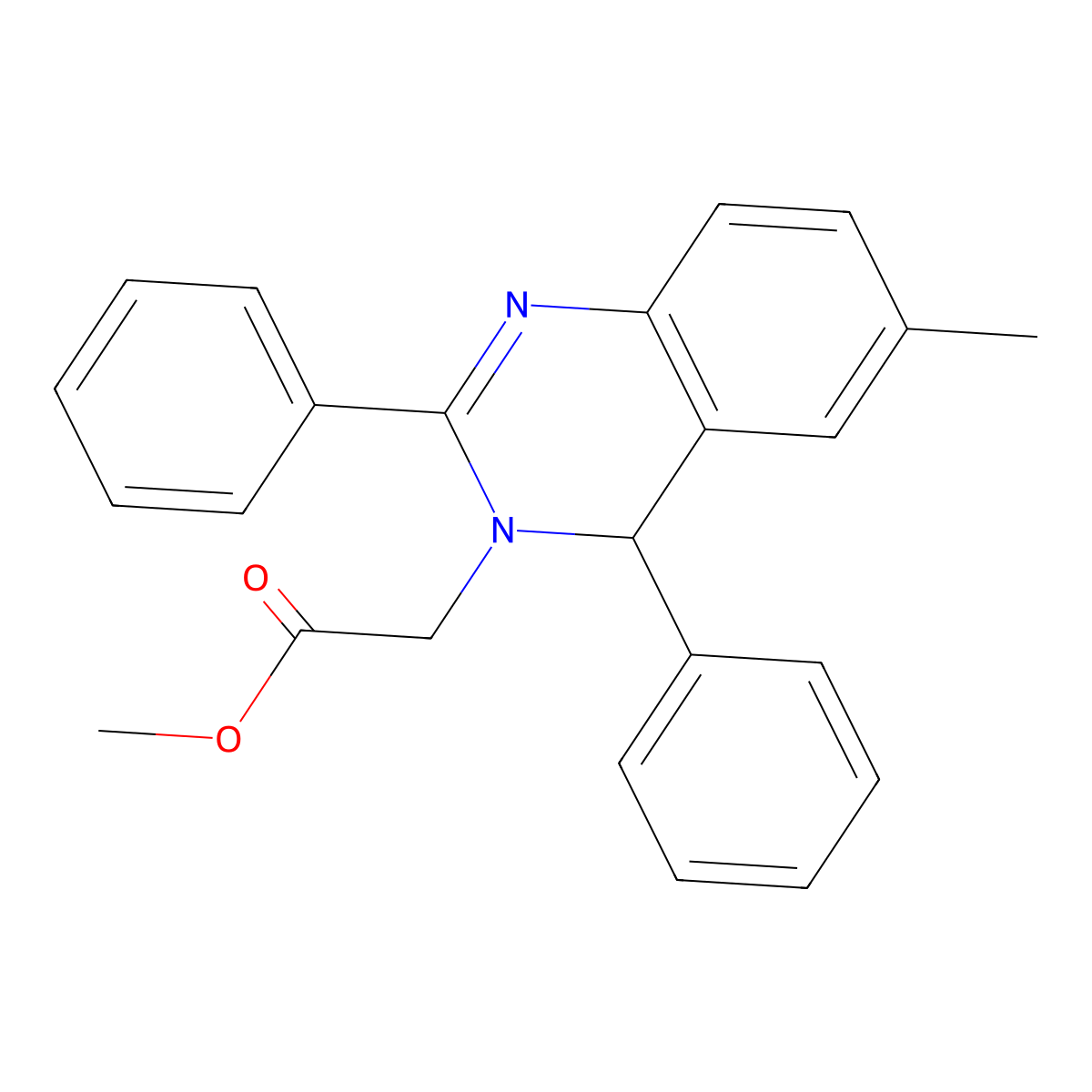 Methyl 2-(6-methyl-2,4-diphenyl-3,4-dihydroquinazolin-3-yl)acetate molecular structure, CAS 313968-09-1