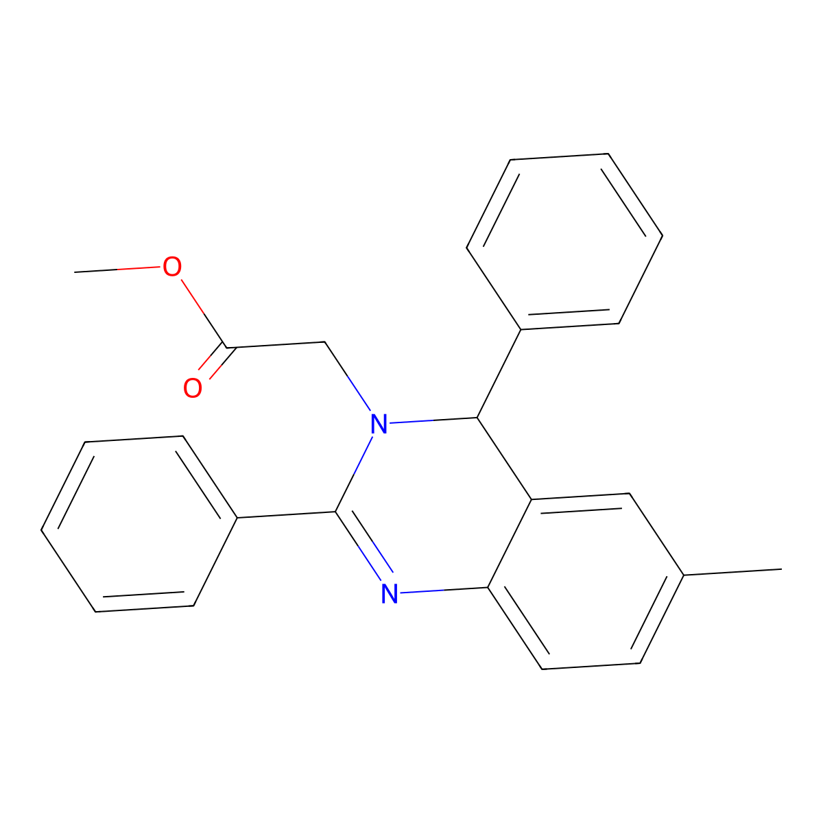 Methyl 2-(6-methyl-2,4-diphenyl-3,4-dihydroquinazolin-3-yl)acetate molecular structure, CAS 313968-09-1