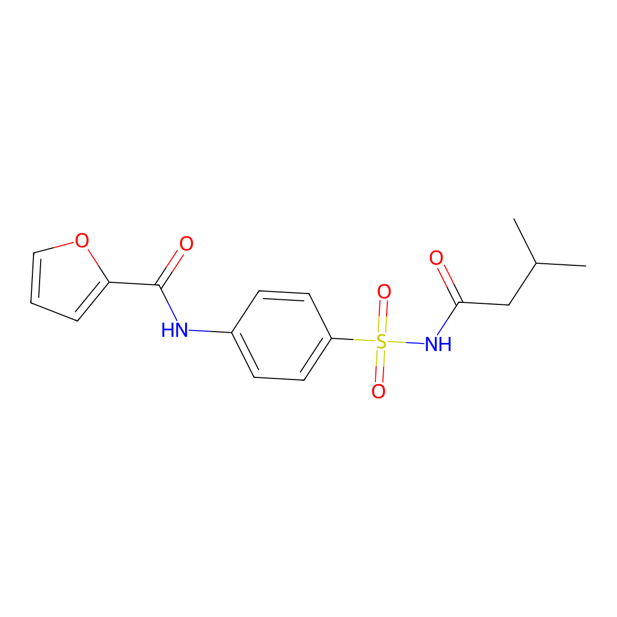 N-[4-(3-methylbutanoylsulfamoyl)phenyl]furan-2-carboxamide molecular structure, CAS 313968-18-2