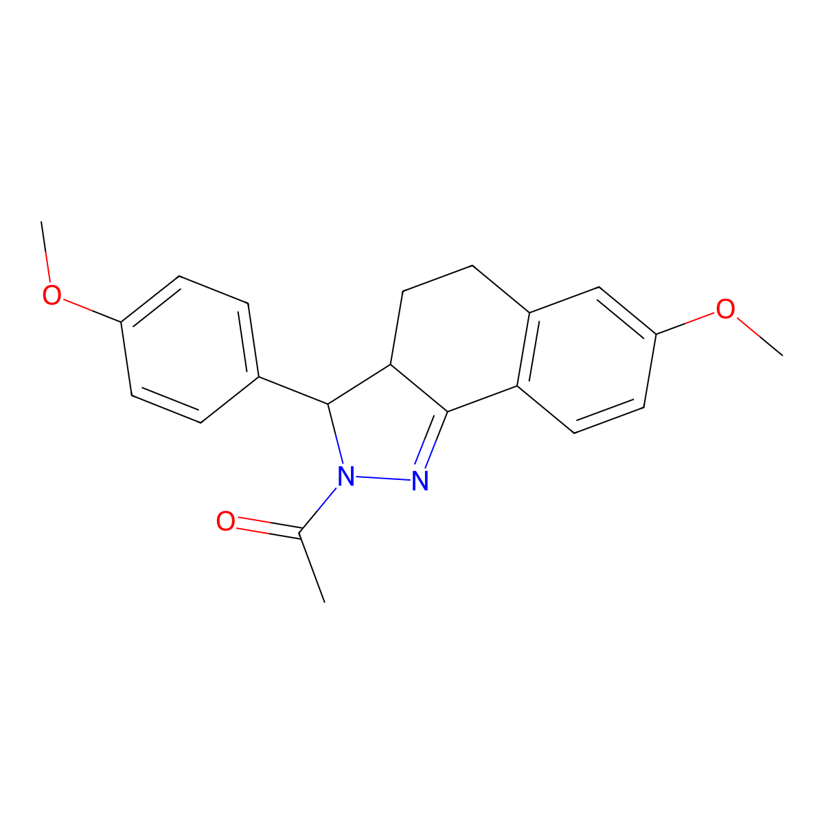 1-[7-Methoxy-3-(4-methoxyphenyl)-3,3a,4,5-tetrahydrobenzo[g]indazol-2-yl]ethanone molecular structure, CAS 313968-30-8