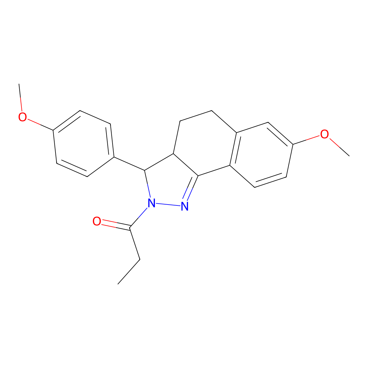1-[7-Methoxy-3-(4-methoxyphenyl)-3,3a,4,5-tetrahydrobenzo[g]indazol-2-yl]propan-1-one molecular structure, CAS 313968-31-9