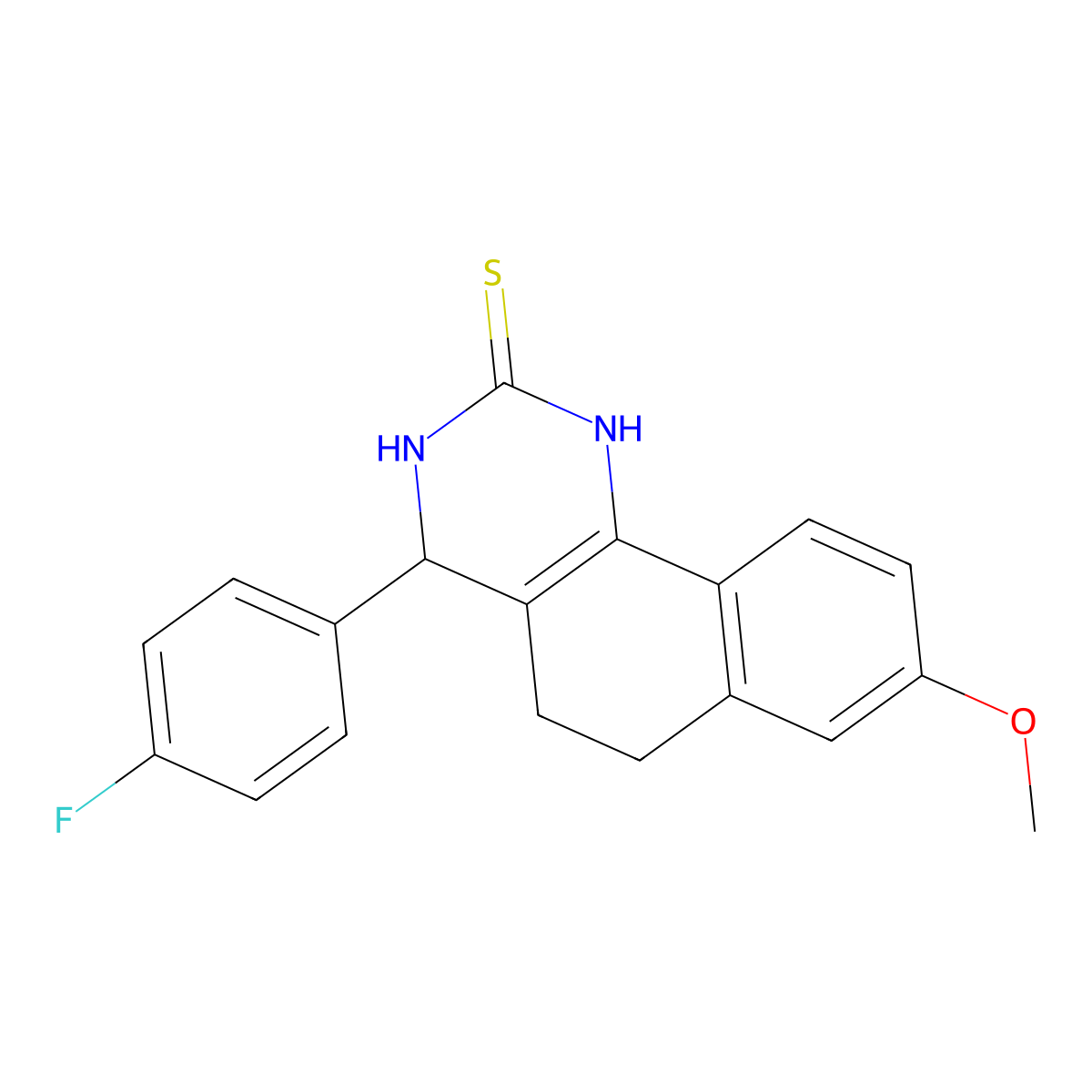 4-(4-fluorophenyl)-8-methoxy-3,4,5,6-tetrahydro-1H-benzo[h]quinazoline-2-thione molecular structure, CAS 313968-34-2