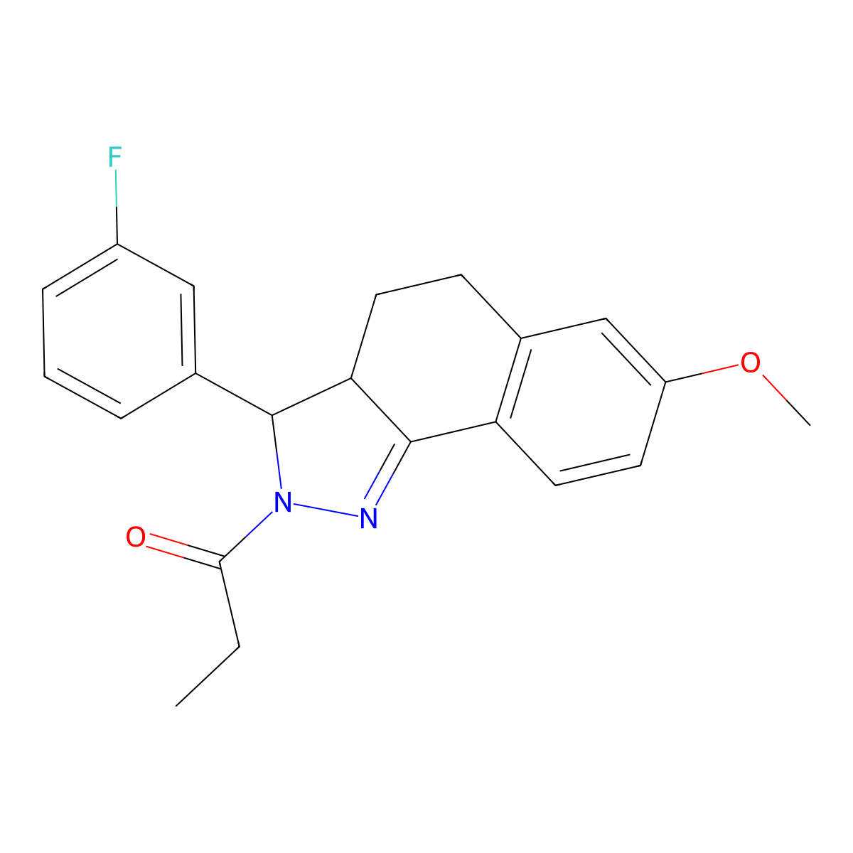 1-[3-(3-Fluorophenyl)-7-methoxy-3,3a,4,5-tetrahydrobenzo[g]indazol-2-yl]propan-1-one molecular structure, CAS 313968-37-5
