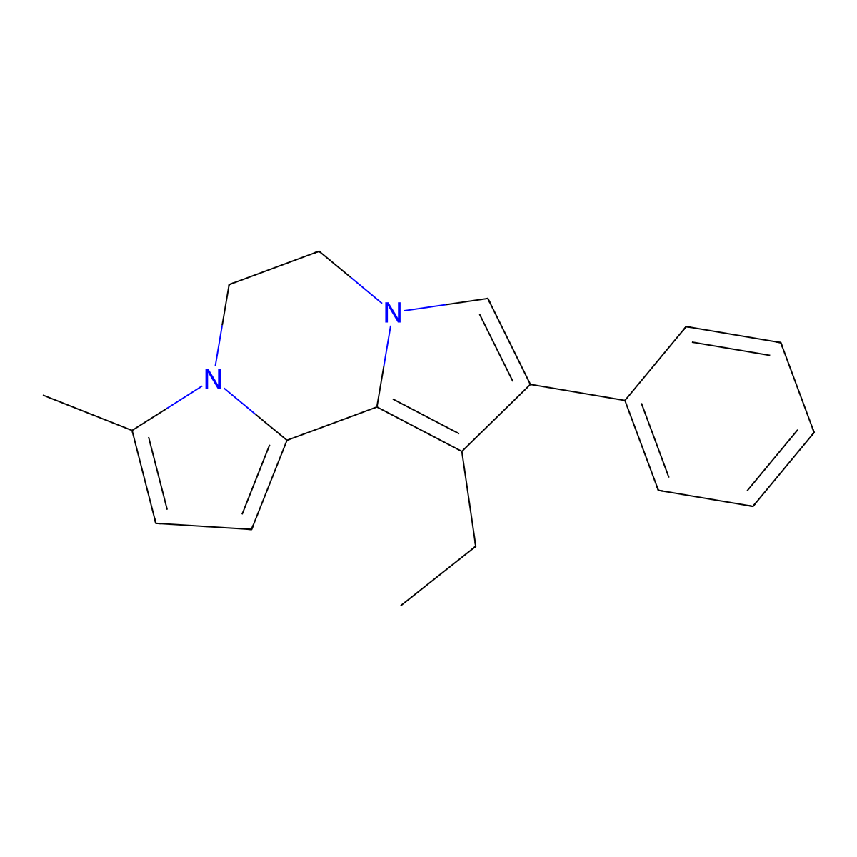 1-Ethyl-8-methyl-2-phenyl-5,6-dihydrodipyrrolo[1,2-a:2',1'-c]pyrazine molecular structure, CAS 313968-47-7