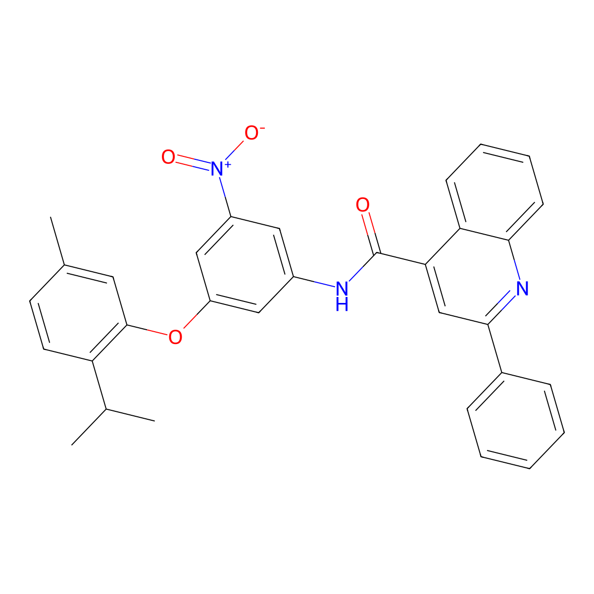N-[3-(5-methyl-2-propan-2-ylphenoxy)-5-nitrophenyl]-2-phenylquinoline-4-carboxamide molecular structure, CAS 313969-05-0