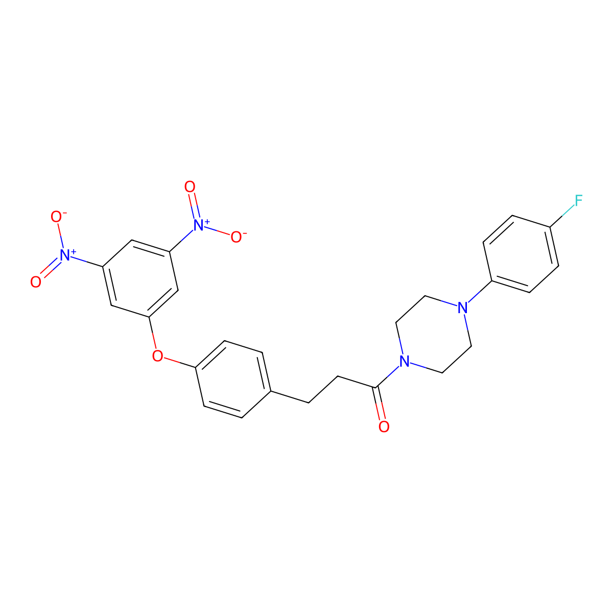 3-[4-(3,5-Dinitrophenoxy)phenyl]-1-[4-(4-fluorophenyl)piperazin-1-yl]propan-1-one molecular structure, CAS 313969-10-7