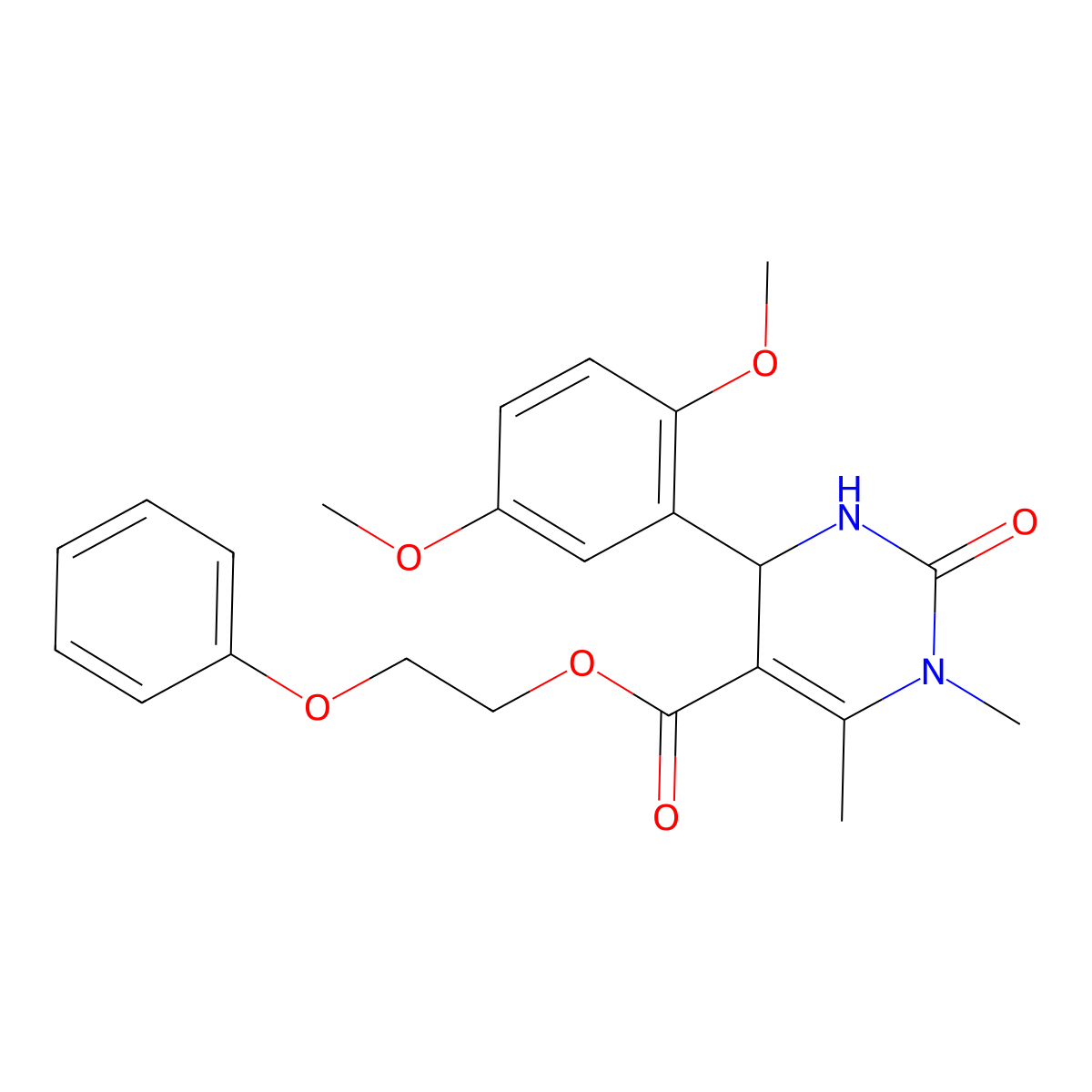 2-Phenoxyethyl 4-(2,5-dimethoxyphenyl)-1,6-dimethyl-2-oxo-1,2,3,4-tetrahydropyrimidine-5-carboxylate molecular structure, CAS 313969-43-6