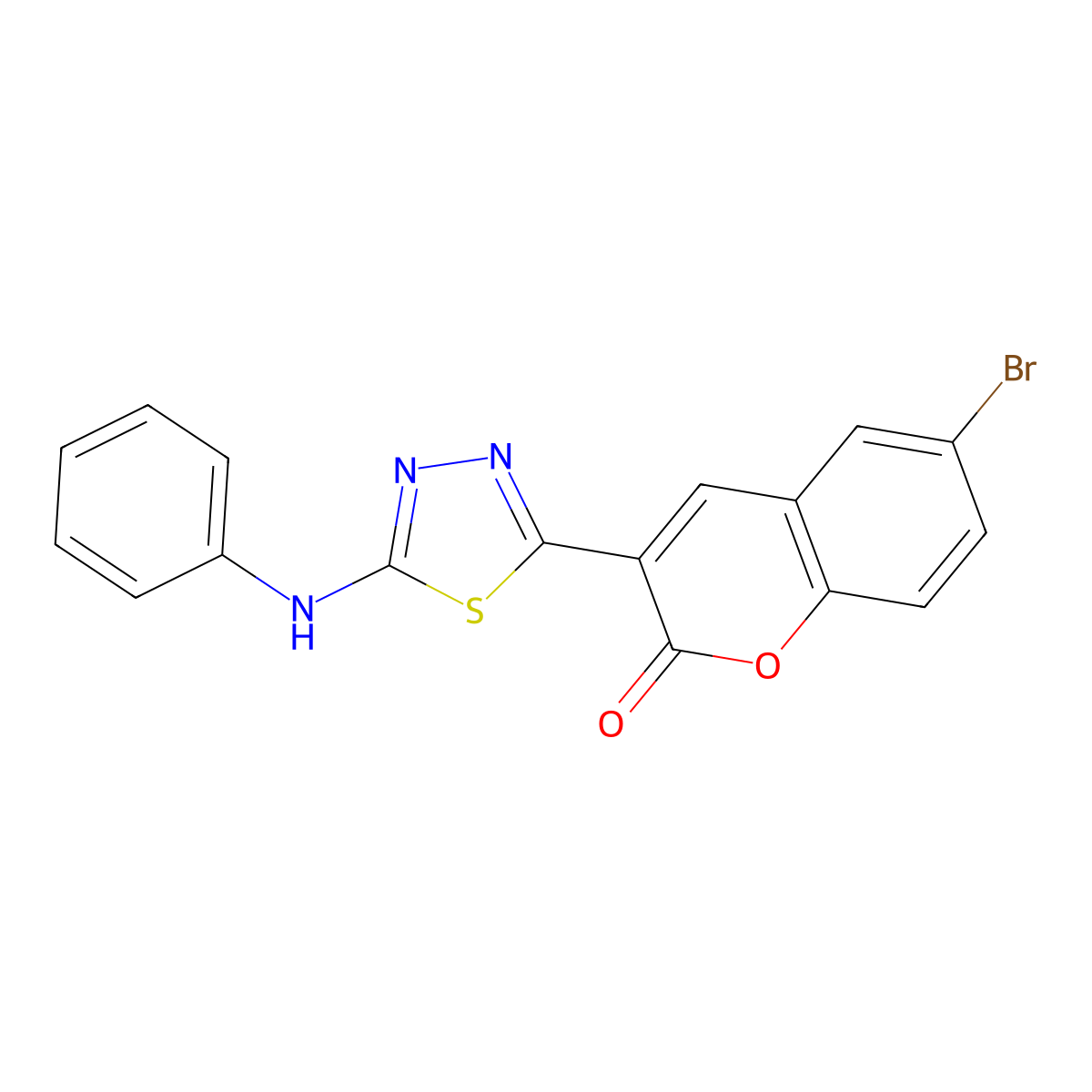 3-(5-Anilino-1,3,4-thiadiazol-2-yl)-6-bromochromen-2-one molecular structure, CAS 313969-66-3