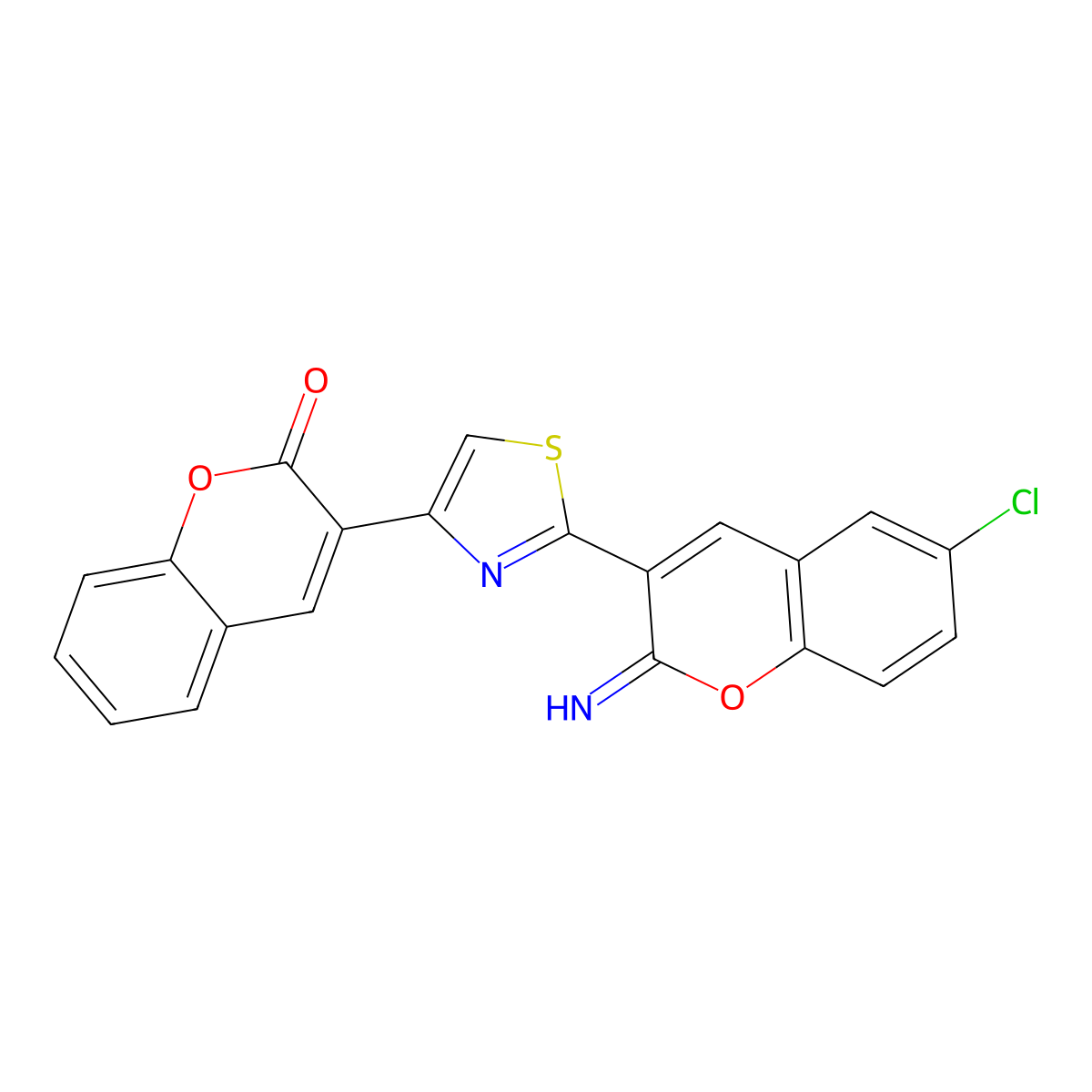 3-(2-(6-chloro-2-imino-2H-chromen-3-yl)thiazol-4-yl)-2H-chromen-2-one molecular structure, CAS 313969-80-1