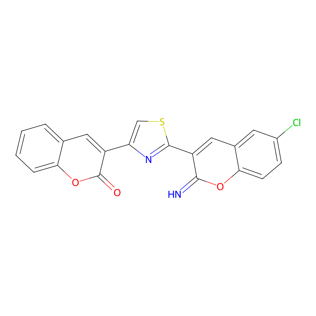 3-(2-(6-chloro-2-imino-2H-chromen-3-yl)thiazol-4-yl)-2H-chromen-2-one molecular structure, CAS 313969-80-1