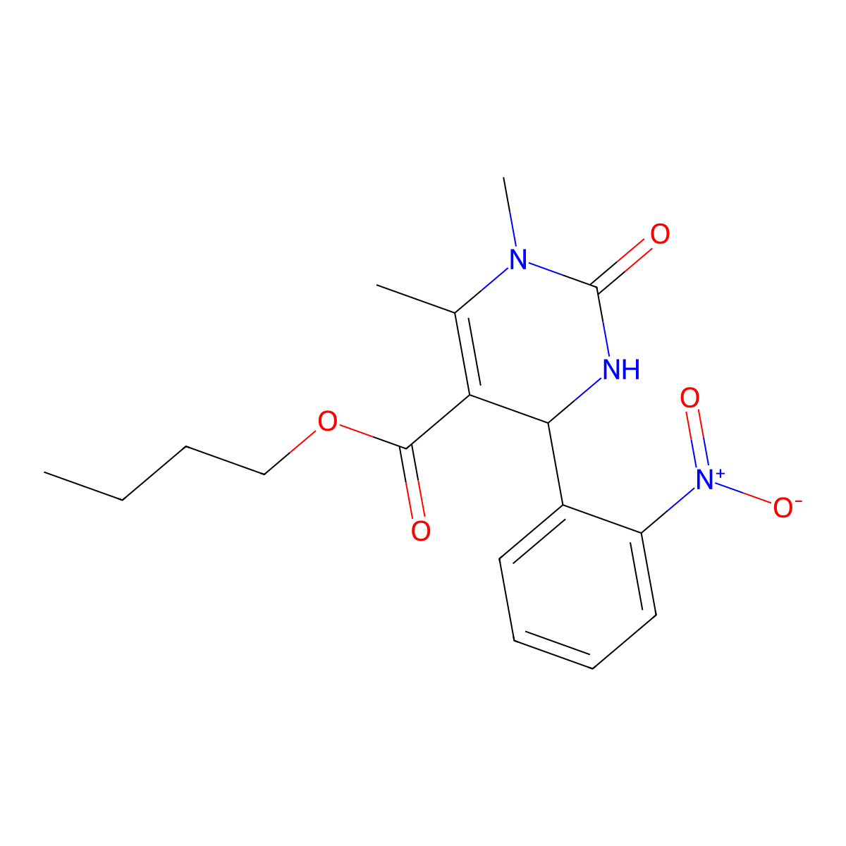 Butyl 1,6-dimethyl-4-(2-nitrophenyl)-2-oxo-1,2,3,4-tetrahydropyrimidine-5-carboxylate molecular structure, CAS 313969-88-9
