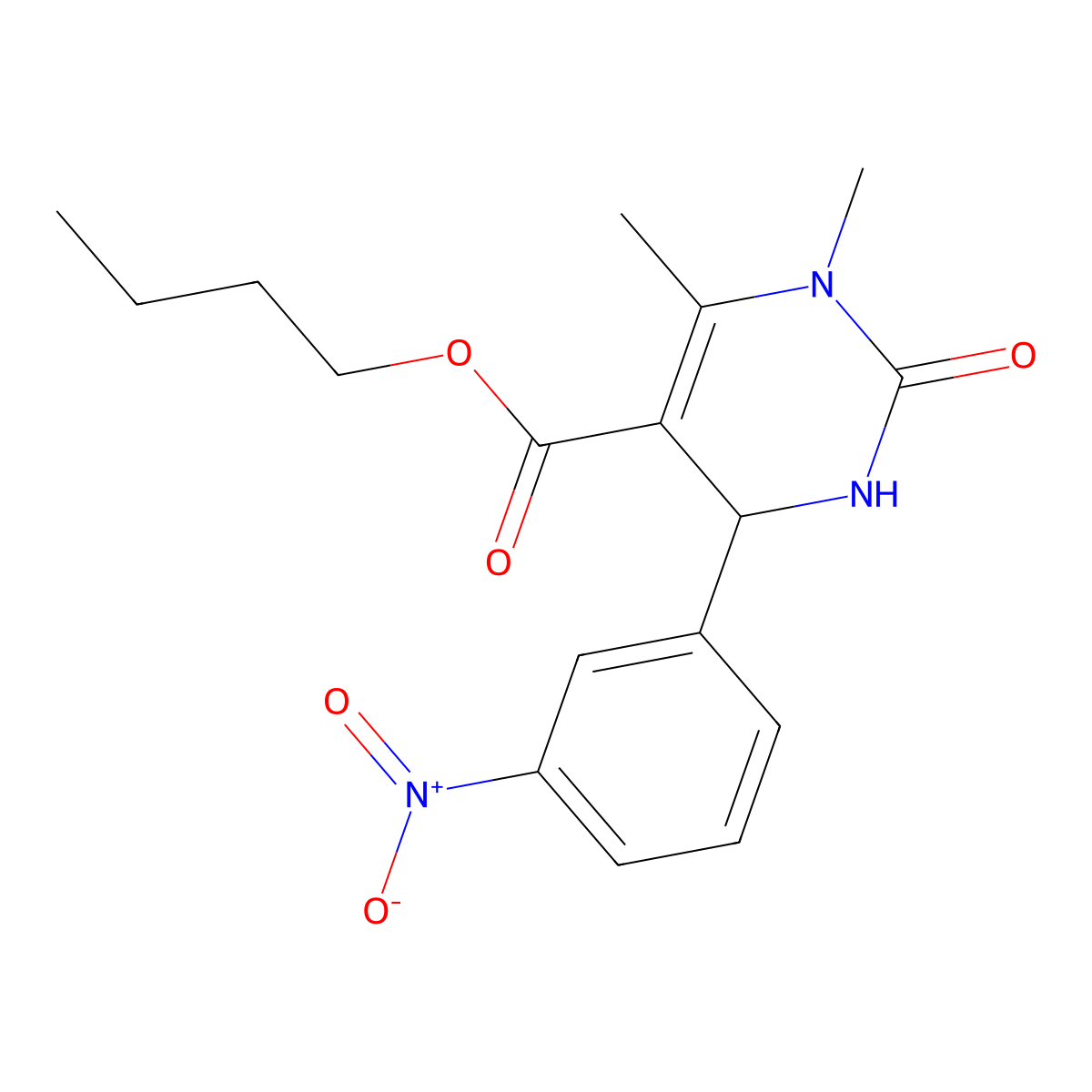 Butyl 1,6-dimethyl-4-(3-nitrophenyl)-2-oxo-1,2,3,4-tetrahydropyrimidine-5-carboxylate molecular structure, CAS 313969-89-0
