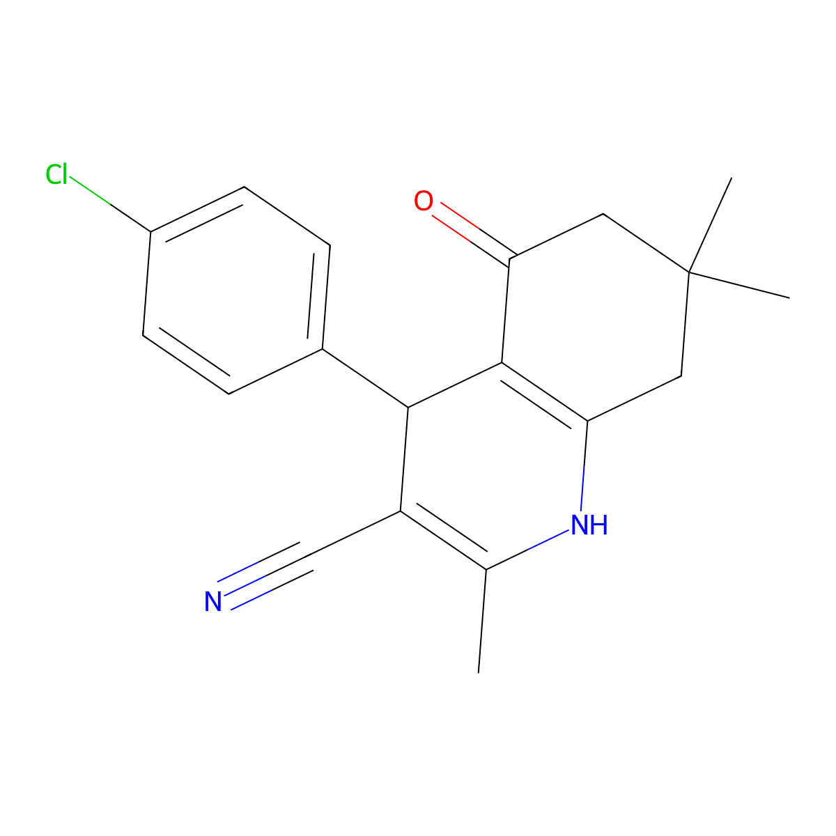 4-(4-Chlorophenyl)-2,7,7-trimethyl-5-oxo-1,4,5,6,7,8-hexahydroquinoline-3-carbonitrile molecular structure, CAS 313970-15-9