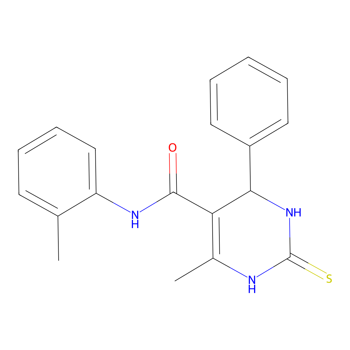 6-methyl-4-phenyl-2-thioxo-N-(o-tolyl)-1,2,3,4-tetrahydropyrimidine-5-carboxamide molecular structure, CAS 313970-17-1
