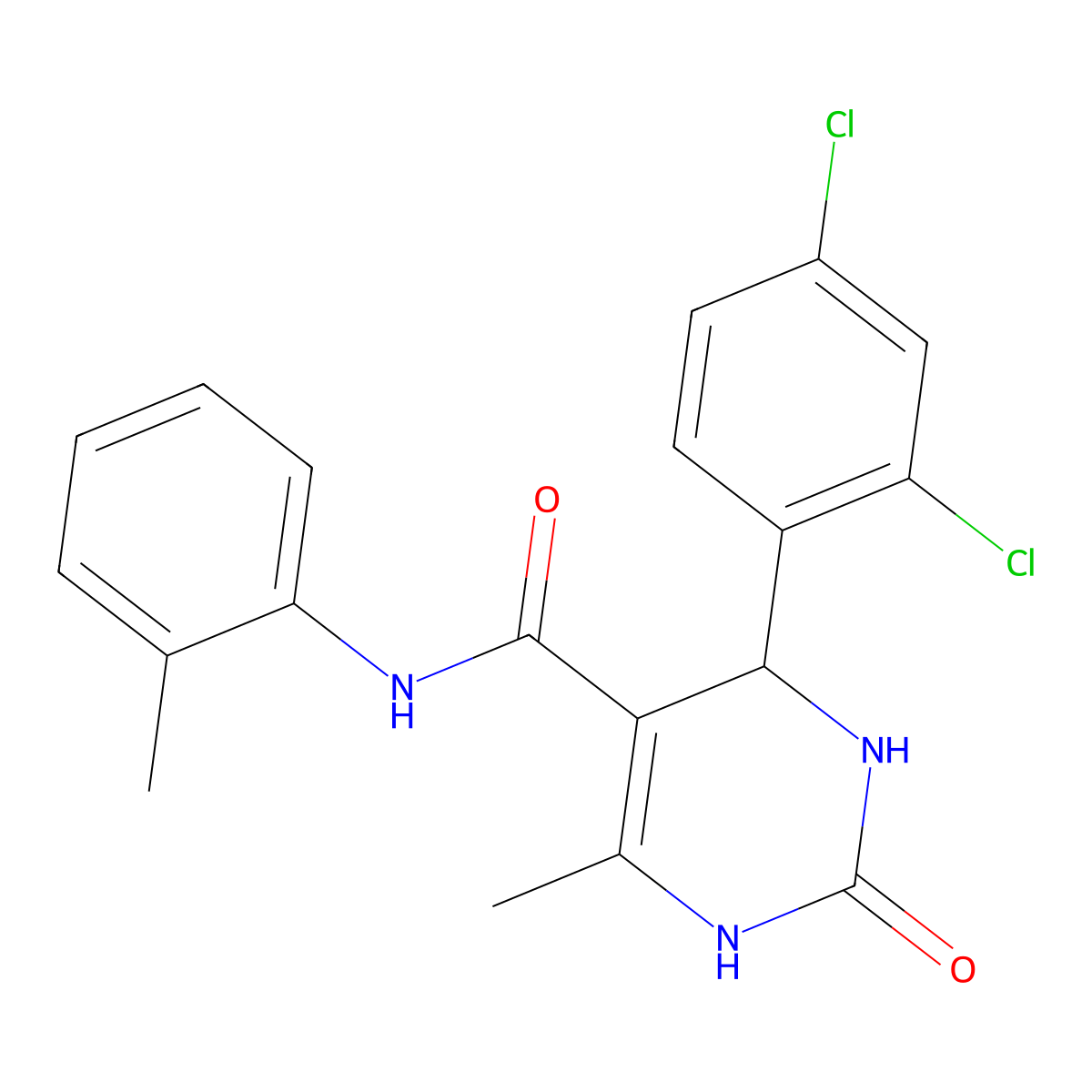 4-(2,4-dichlorophenyl)-6-methyl-2-oxo-N-(o-tolyl)-1,2,3,4-tetrahydropyrimidine-5-carboxamide molecular structure, CAS 313970-21-7