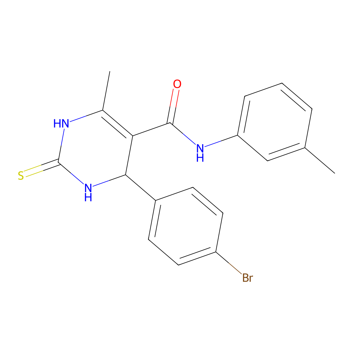 4-(4-bromophenyl)-6-methyl-N-(3-methylphenyl)-2-thioxo-1,2,3,4-tetrahydropyrimidine-5-carboxamide molecular structure, CAS 313970-23-9