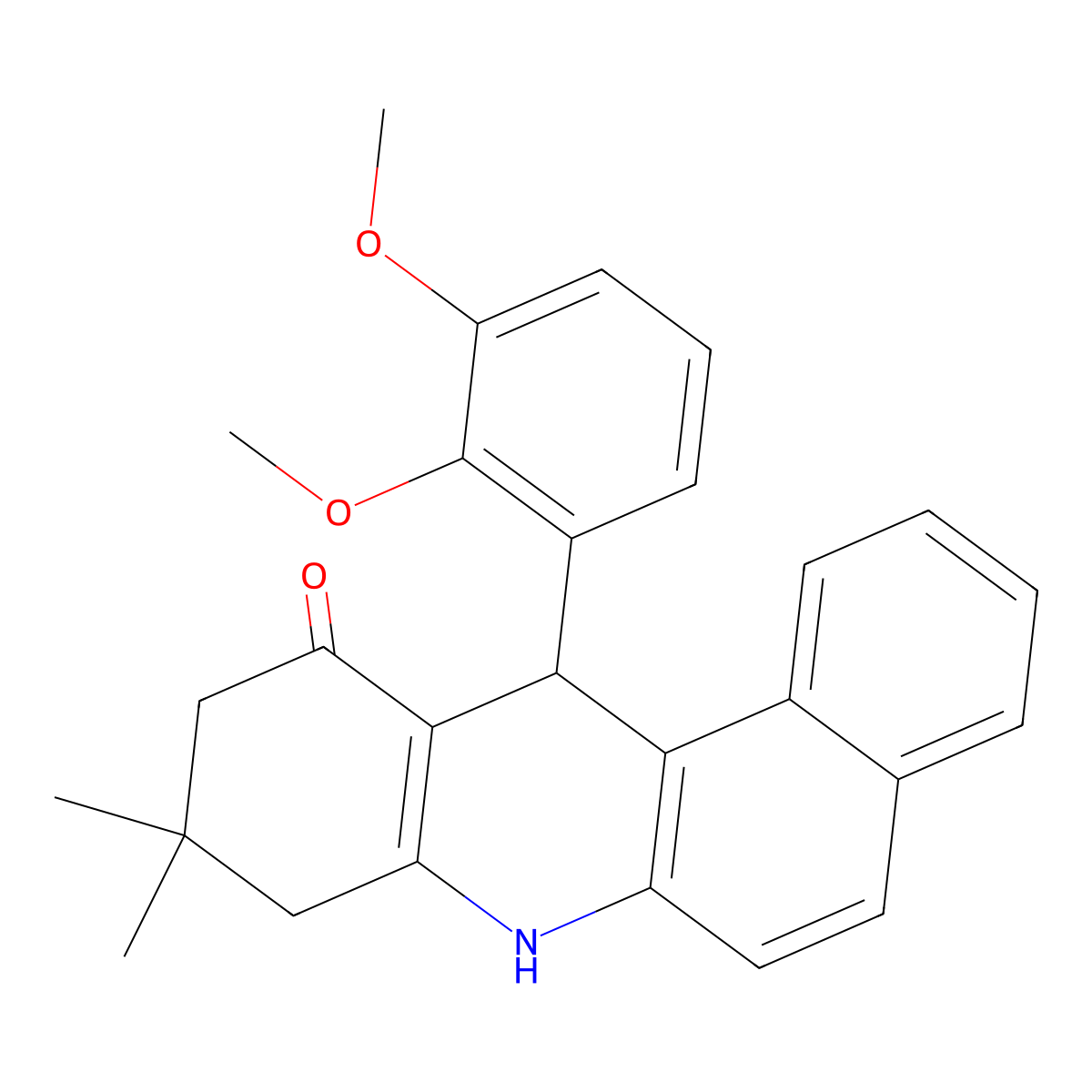 12-(2,3-dimethoxyphenyl)-9,9-dimethyl-8,9,10,12-tetrahydrobenzo[a]acridin-11(7H)-one molecular structure, CAS 313970-24-0