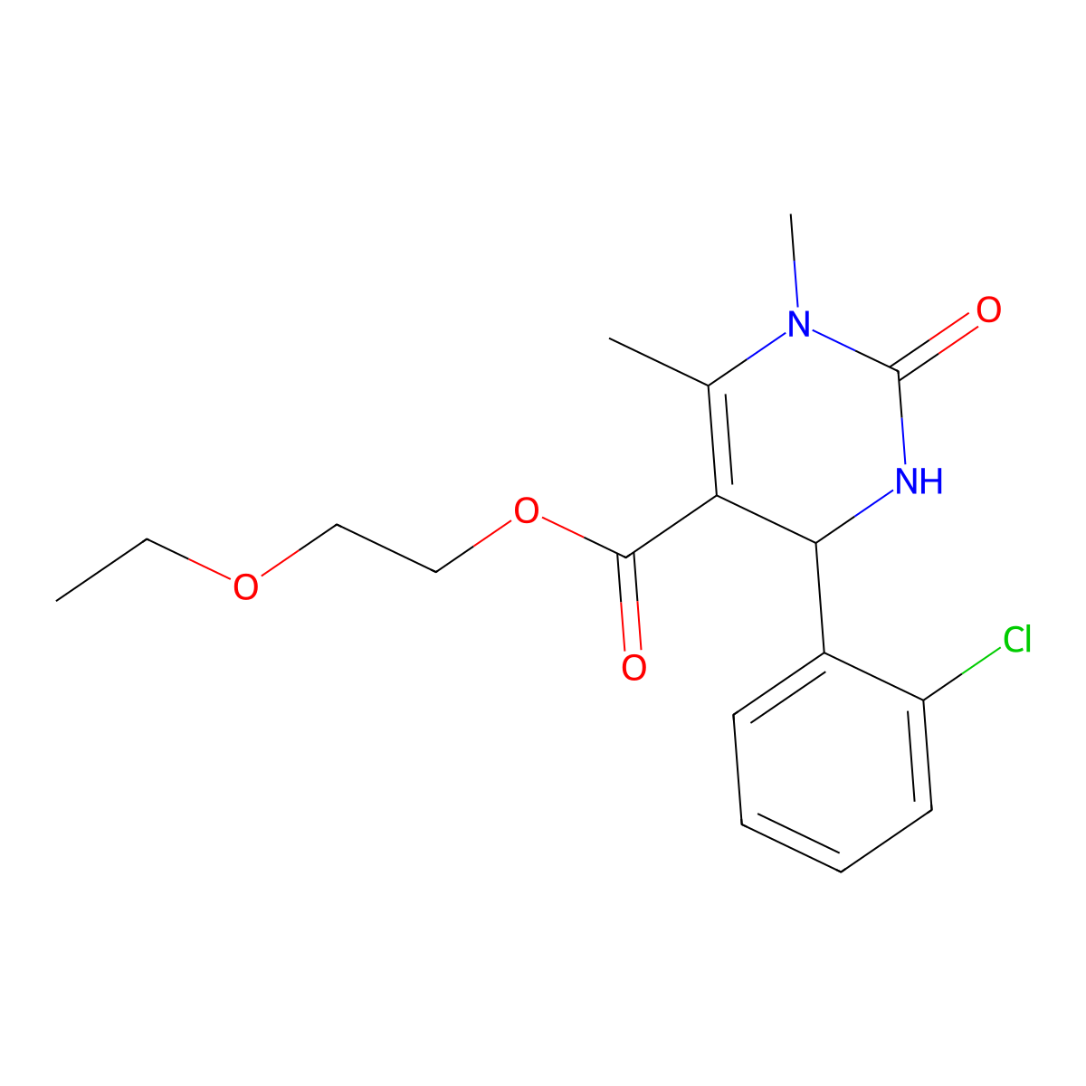 2-Ethoxyethyl 4-(2-chlorophenyl)-1,6-dimethyl-2-oxo-1,2,3,4-tetrahydropyrimidine-5-carboxylate molecular structure, CAS 313970-28-4