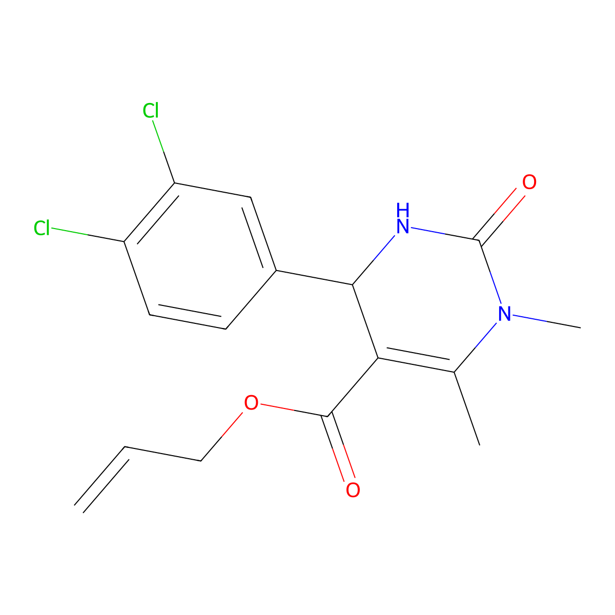 Prop-2-en-1-yl 4-(3,4-dichlorophenyl)-1,6-dimethyl-2-oxo-1,2,3,4-tetrahydropyrimidine-5-carboxylate molecular structure, CAS 313970-32-0