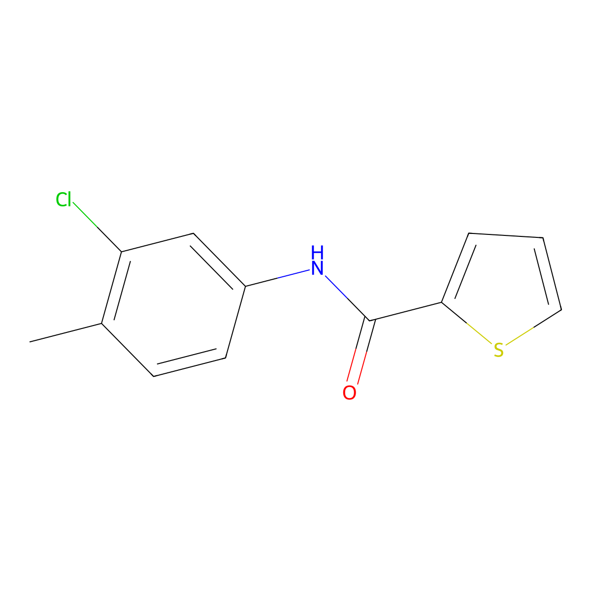 N-(3-chloro-4-methylphenyl)thiophene-2-carboxamide molecular structure, CAS 313970-42-2