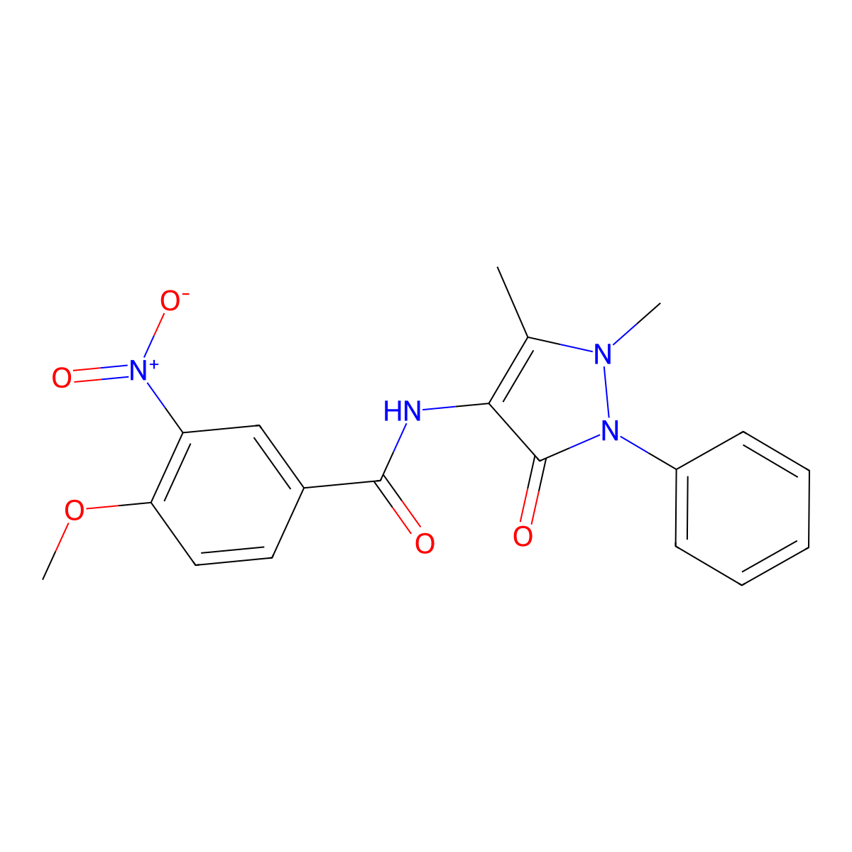 N-(1,5-dimethyl-3-oxo-2-phenyl-2,3-dihydro-1H-pyrazol-4-yl)-4-methoxy-3-nitrobenzamide molecular structure, CAS 313970-46-6