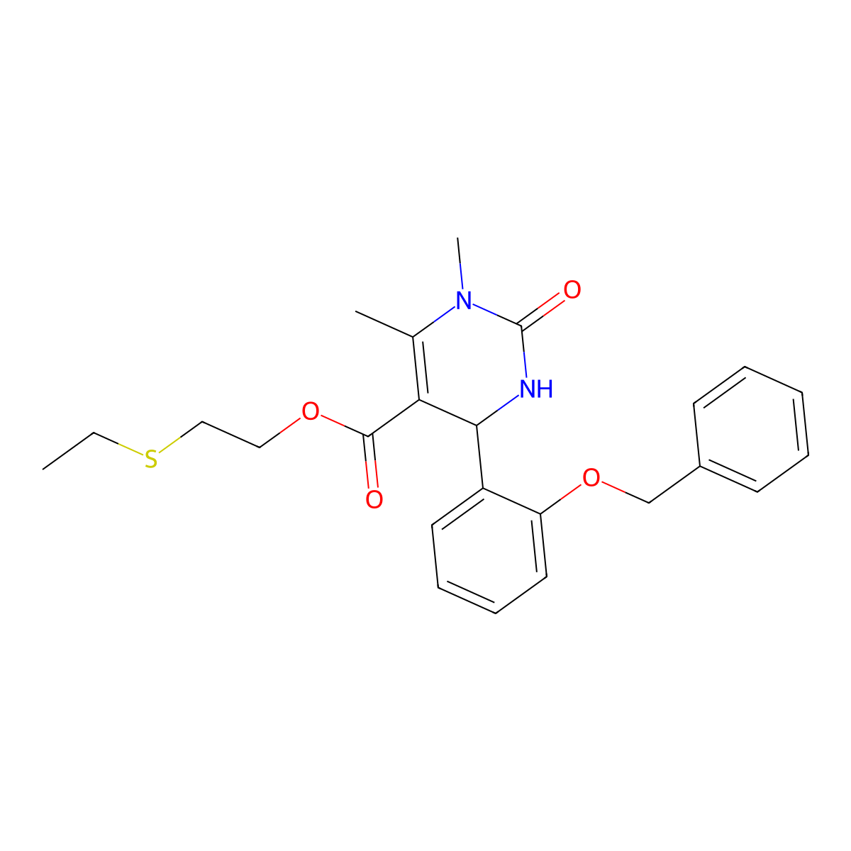 2-(Ethylsulfanyl)ethyl 4-[2-(benzyloxy)phenyl]-1,6-dimethyl-2-oxo-1,2,3,4-tetrahydropyrimidine-5-carboxylate molecular structure, CAS 313971-21-0