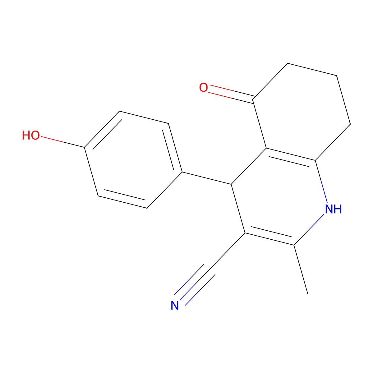 4-(4-Hydroxyphenyl)-2-methyl-5-oxo-1,4,5,6,7,8-hexahydroquinoline-3-carbonitrile molecular structure, CAS 313971-27-6