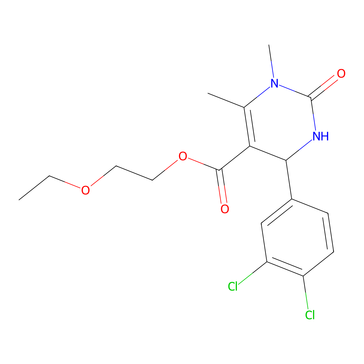2-Ethoxyethyl 4-(3,4-dichlorophenyl)-1,6-dimethyl-2-oxo-1,2,3,4-tetrahydropyrimidine-5-carboxylate molecular structure, CAS 313971-28-7