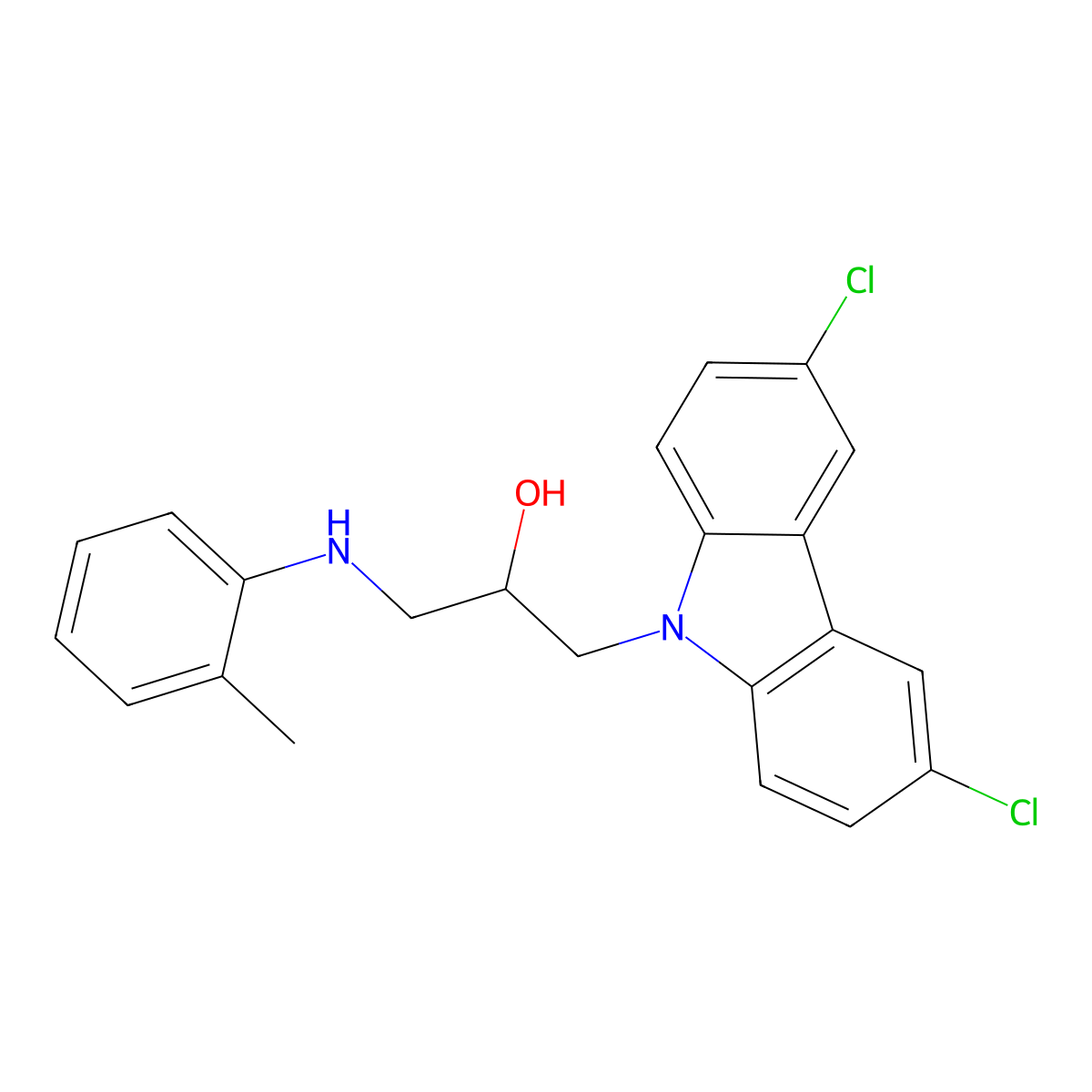 1-(3,6-dichloro-9H-carbazol-9-yl)-3-(o-tolylamino)propan-2-ol molecular structure, CAS 313971-33-4