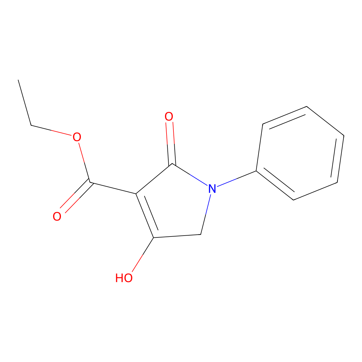 4-Hydroxy-2-oxo-1-phenyl-2,5-dihydro-1H-pyrrole-3-carboxylic acid ethyl ester molecular structure, CAS 313972-89-3