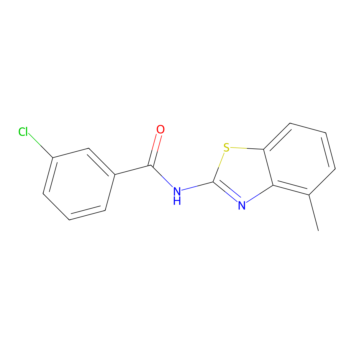 3-chloro-N-(4-methyl-1,3-benzothiazol-2-yl)benzamide molecular structure, CAS 313973-09-0