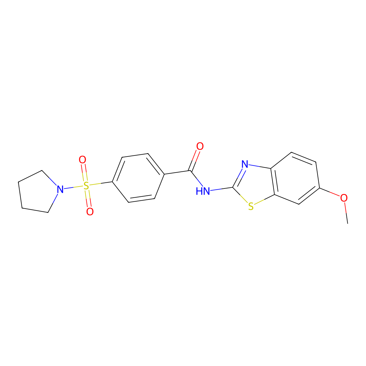 N-(6-Methoxy-benzothiazol-2-yl)-4-(pyrrolidine-1-sulfonyl)-benzamide molecular structure, CAS 313973-13-6