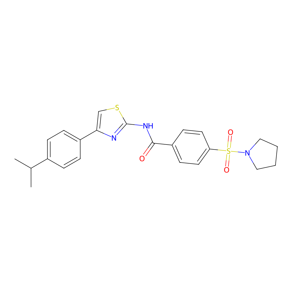N-(4-(4-isopropylphenyl)thiazol-2-yl)-4-(pyrrolidin-1-ylsulfonyl)benzamide molecular structure, CAS 313973-14-7