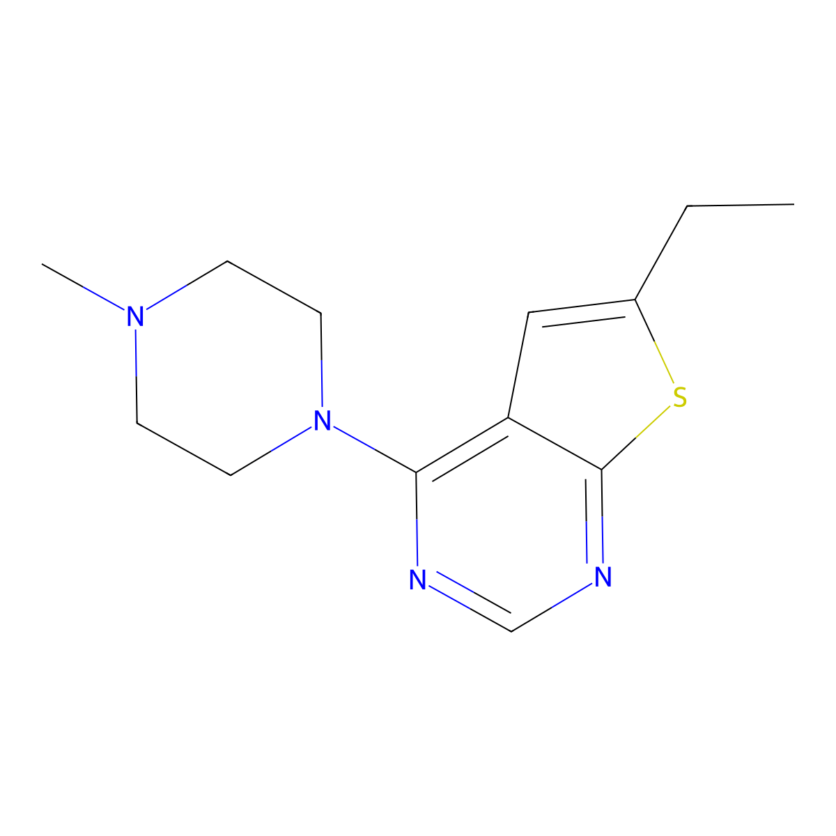6-Ethyl-4-(4-methyl-1-piperazinyl)thieno[2,3-d]pyrimidine molecular structure, CAS 313973-36-3