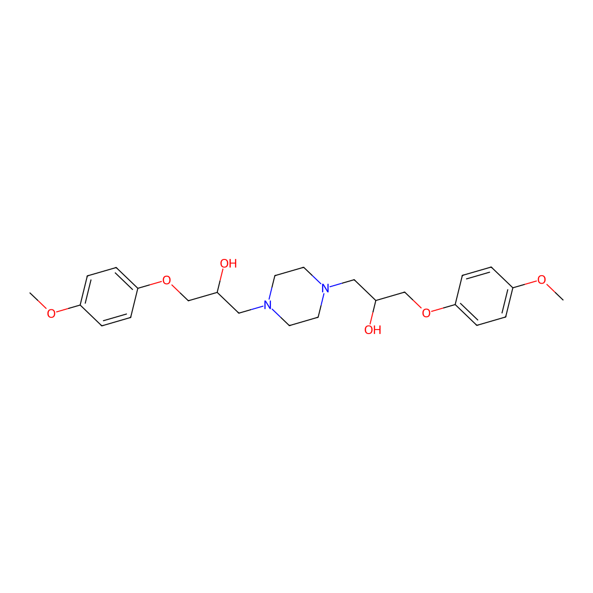 1-{4-[2-Hydroxy-3-(4-methoxy-phenoxy)-propyl]-piperazin-1-yl}-3-(4-methoxy-phenoxy)-propan-2-ol molecular structure, CAS 313975-73-4