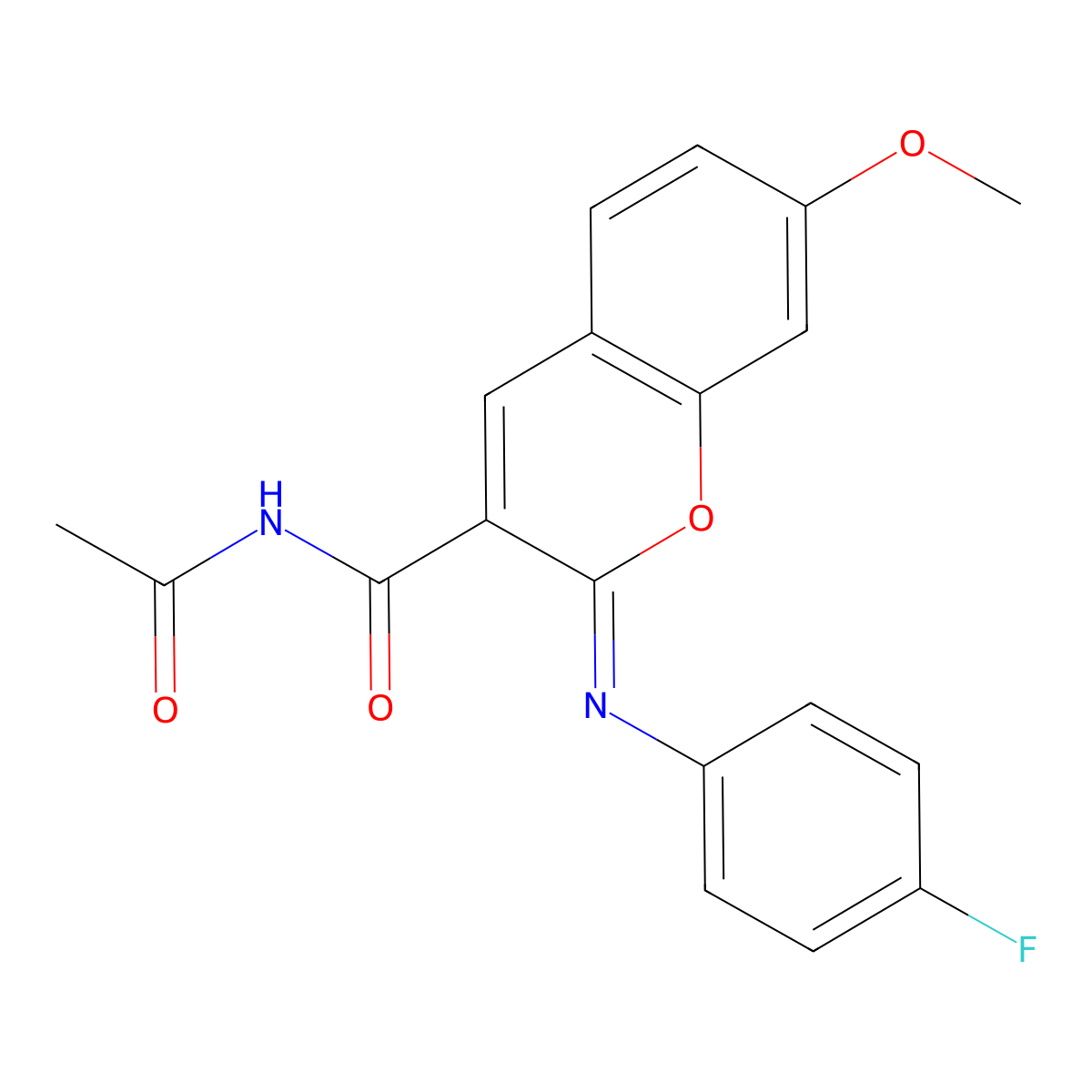 (2Z)-N-acetyl-2-[(4-fluorophenyl)imino]-7-methoxy-2H-chromene-3-carboxamide molecular structure, CAS 313975-95-0