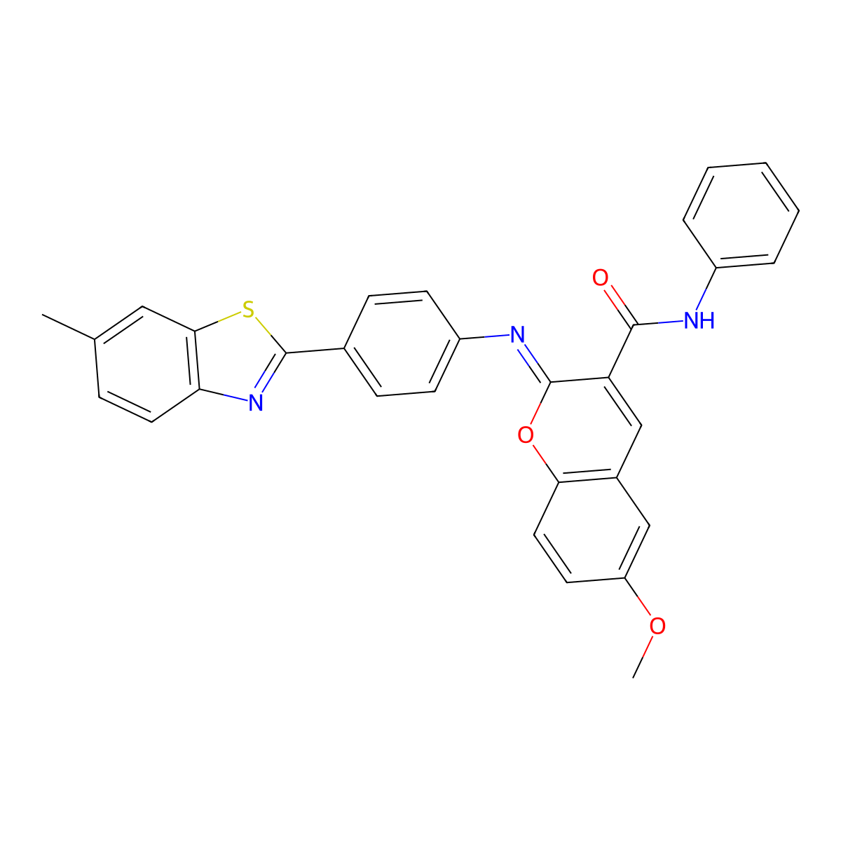 (2Z)-6-methoxy-2-{[4-(6-methyl-1,3-benzothiazol-2-yl)phenyl]imino}-N-phenyl-2H-chromene-3-carboxamide molecular structure, CAS 313975-99-4