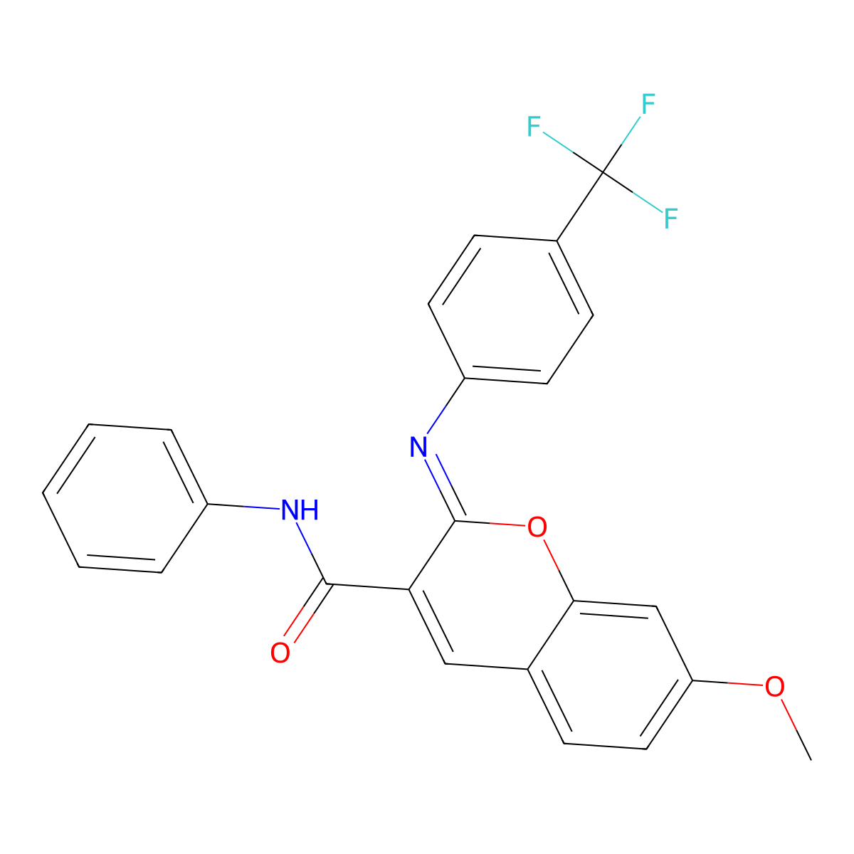 (Z)-7-methoxy-N-phenyl-2-((4-(trifluoromethyl)phenyl)imino)-2H-chromene-3-carboxamide molecular structure, CAS 313976-01-1