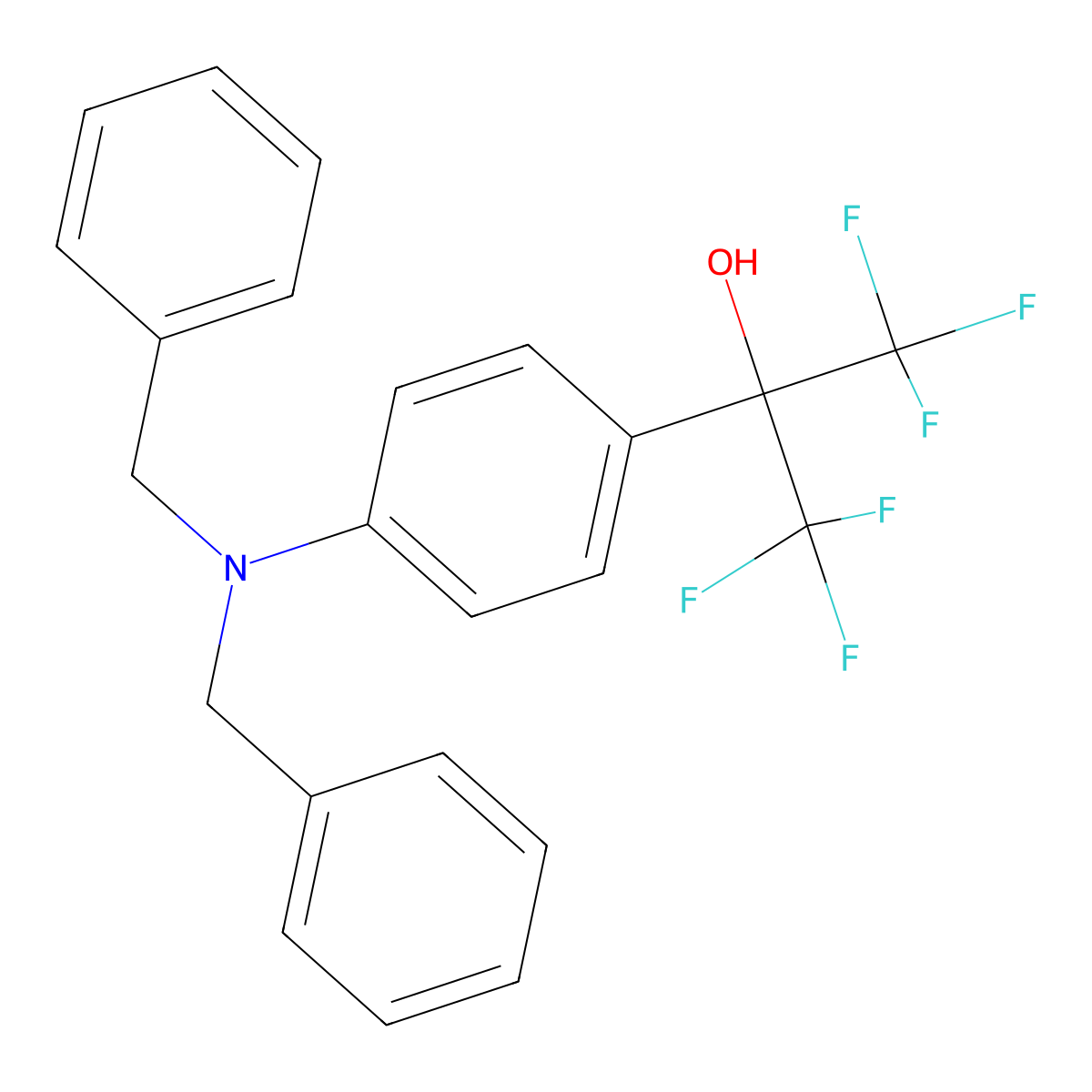 2-(4-(Dibenzylamino)phenyl)-1,1,1,3,3,3-hexafluoropropan-2-ol molecular structure, CAS 313976-12-4