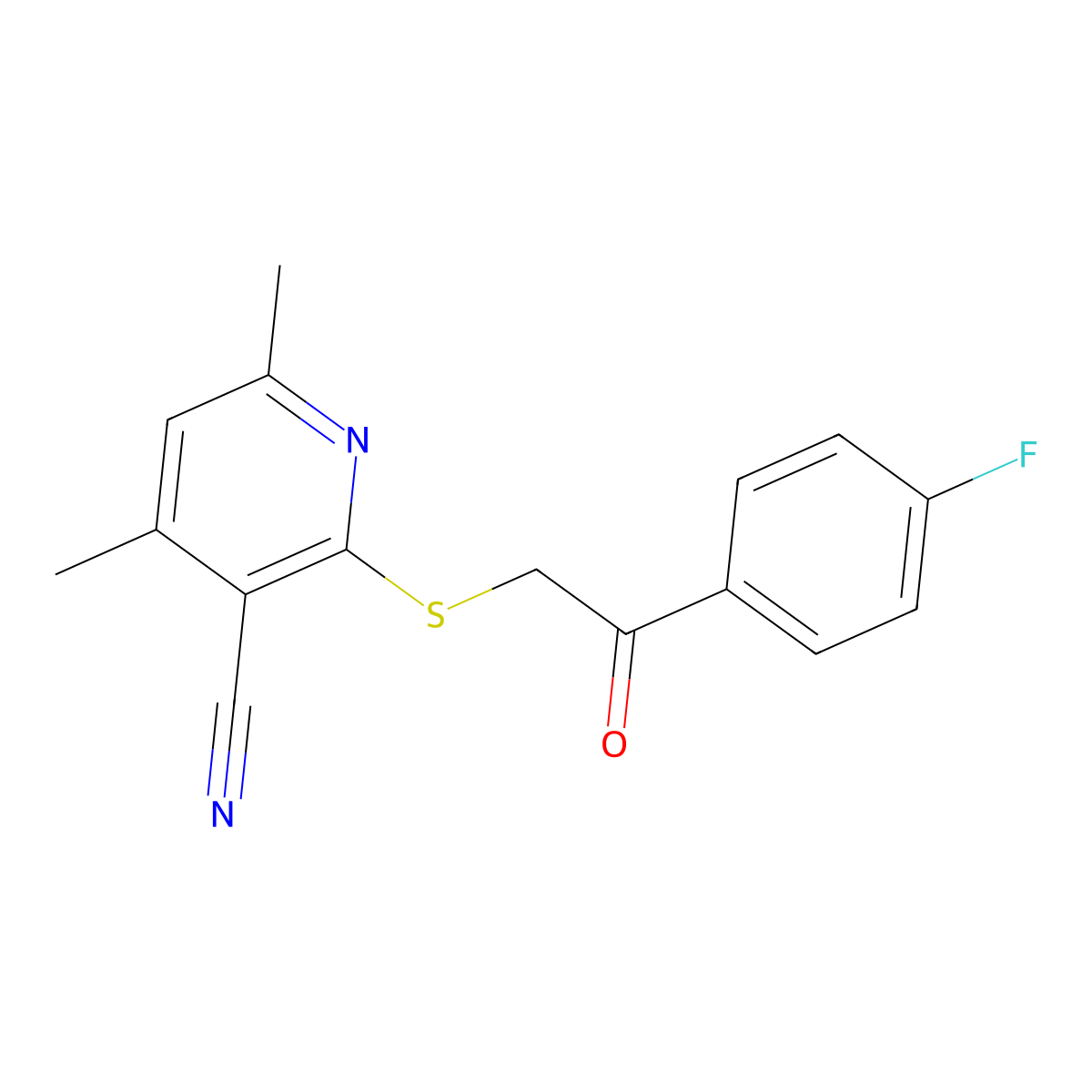 2-[2-(4-Fluorophenyl)-2-oxoethyl]sulfanyl-4,6-dimethylpyridine-3-carbonitrile molecular structure, CAS 313976-25-9